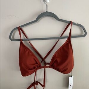 NWT Shade & Shore burgundy / brown swim set Large